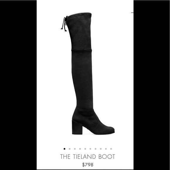 Stuart Weitzman The Tieland Boot Black Suede 9 - Picture 1 of 9